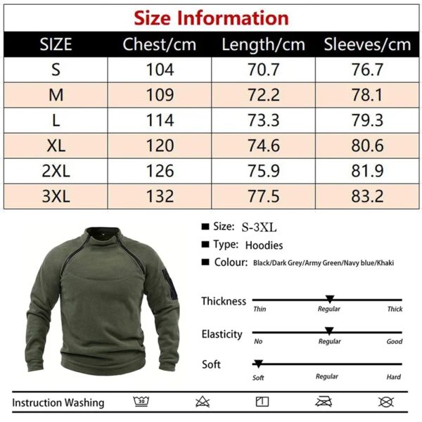 Sweat-shirt militaire décontracté pour hommes, pull, veste, sourire, col montant, solide, document, coupe-vent, survêtement, vêtements – Image 2