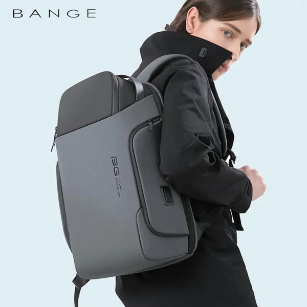 BANGE-Sac à dos d'affaires étanche pour ordinateur portable, sac de chargement petUSB Type-C, cartable de grande capacité, sac de voyage, 15.6 pouces – Image 6