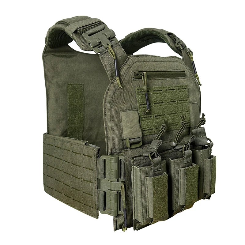 Gilet tactique de chasse en nylon, résistant à l'usure, dégagement rapide, système Molle découpé au laser, entraînement en plein air